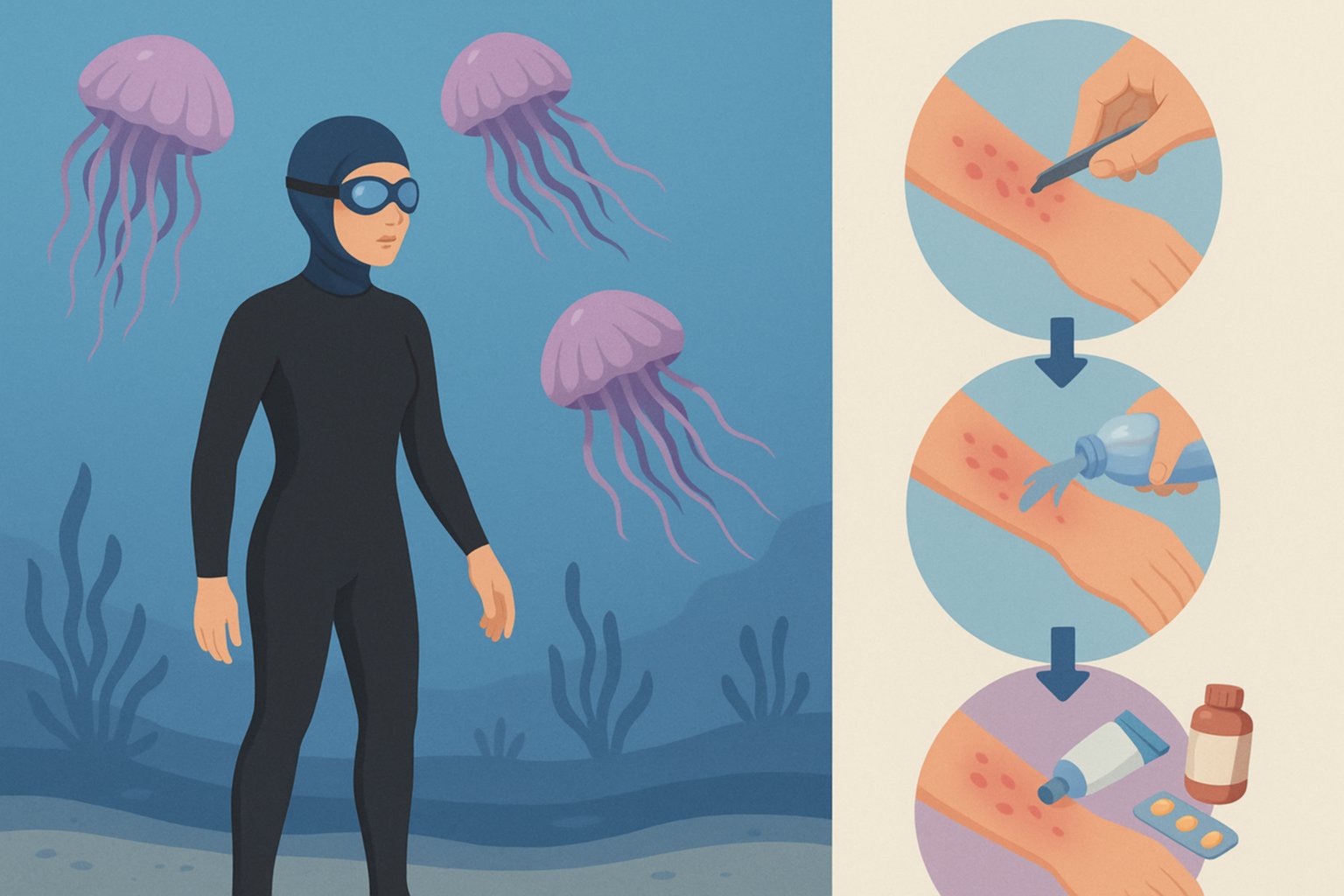 Μοβ Μέδουσες - Οδηγίες αντιμετώπισης τσιμπήματος